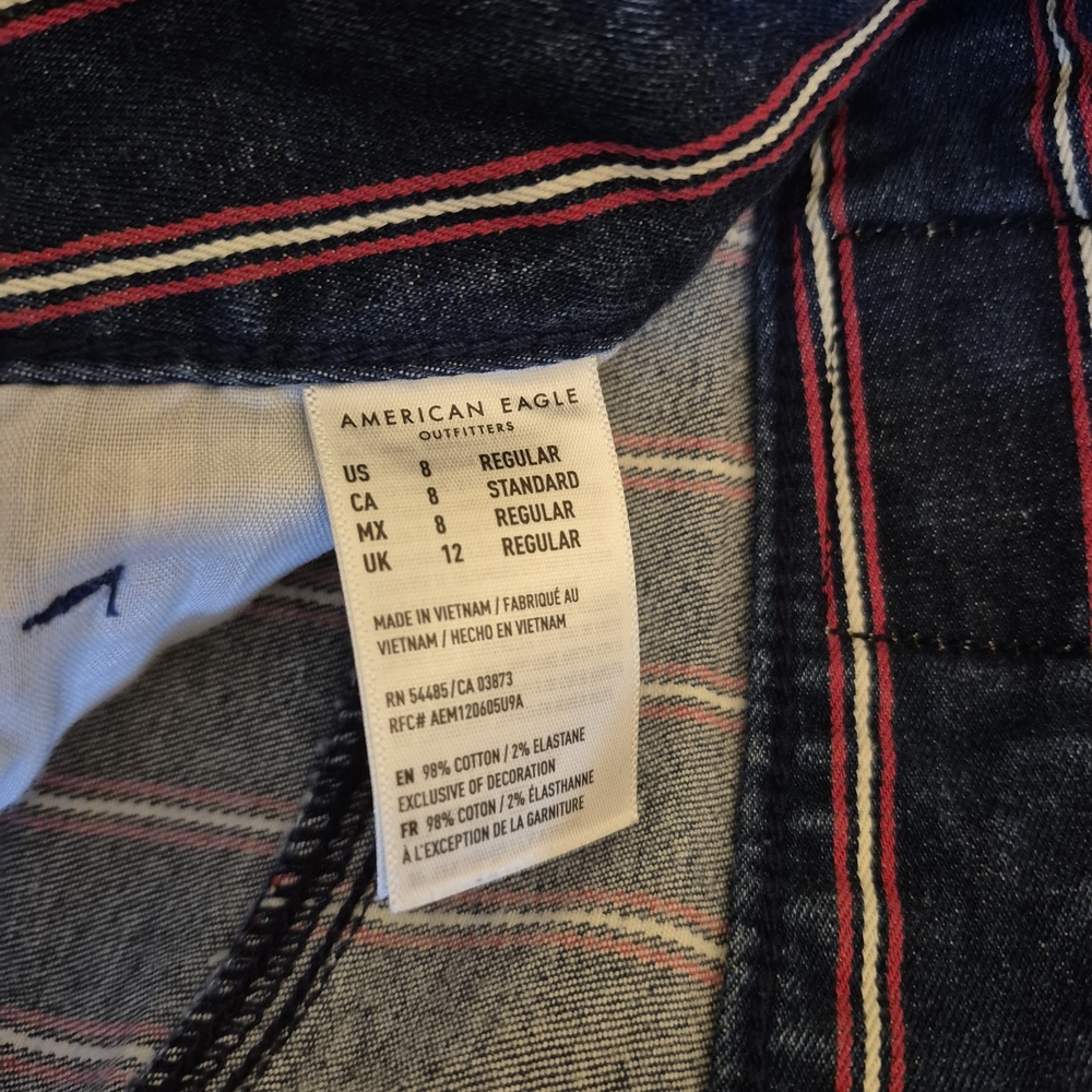 American Eagle Outfitters Blue Stripe Denim Mini Skirt - Picture 7 of 14
